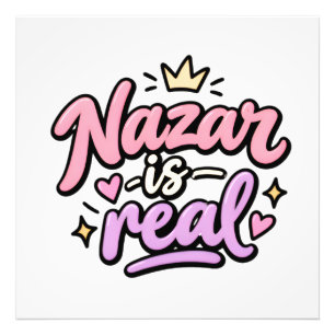 Nazar Is Real Evil Eye Cute Pink Typography Poster