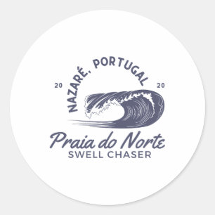 Nazaré Portugal Big Wave Surfing Surf Swell Chaser Classic Round Sticker