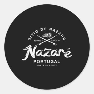 Nazare Portugal Vintage Retro Surfing Classic Round Sticker