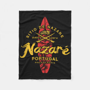 Nazare Portugal Vintage Surfing _1 Fleece Blanket
