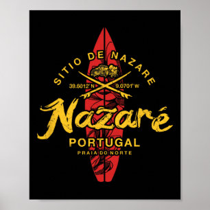 Nazare Portugal Vintage Surfing _1  Poster