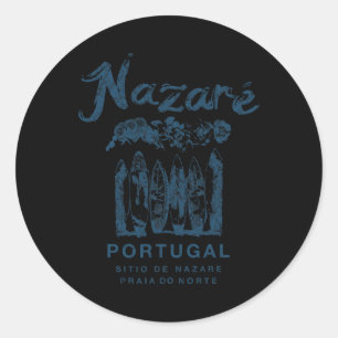Nazare Portugal Vintage Surfing _2 Classic Round Sticker