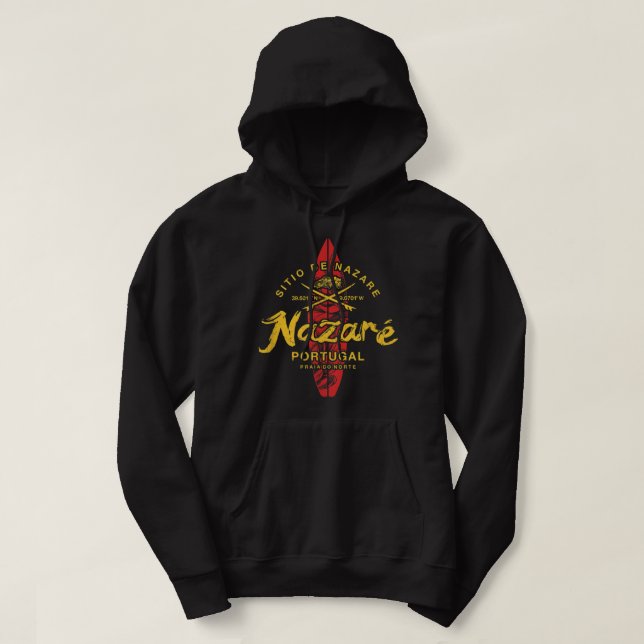Nazare Portugal Vintage Surfing 498 Hoodie (Design Front)