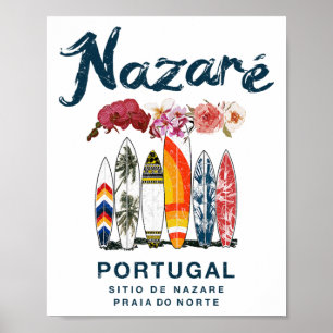 Nazare Portugal Vintage Surfing _4 Poster