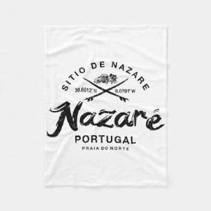 Nazare Portugal Vintage Surfing Fleece Blanket