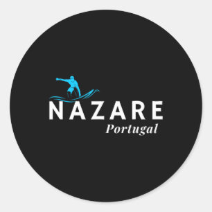 Nazare Portugal Wave Surf Surfing Surfer Classic Round Sticker