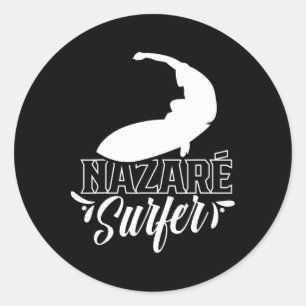 Nazaré Surfer Wave Surfing Surf Classic Round Sticker