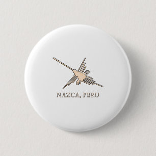 Nazca Hummingbird Geoglyph Newsprint 6 Cm Round Badge
