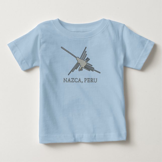 Nazca Hummingbird Geoglyph Newsprint Baby T-Shirt (Front)