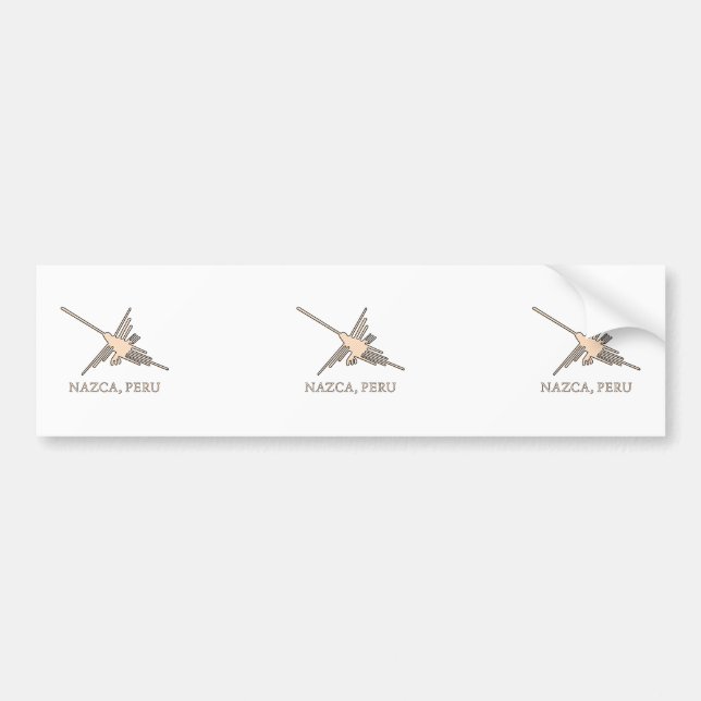 Nazca Hummingbird Geoglyph Newsprint Bumper Sticker (Front)