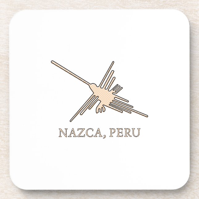 Nazca Hummingbird Geoglyph Newsprint Coaster (Front)