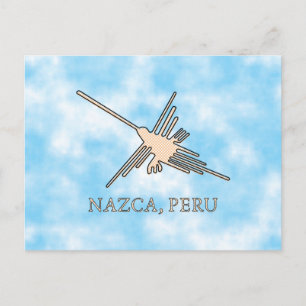 Nazca Hummingbird Geoglyph Newsprint Postcard