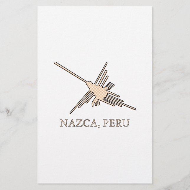 Nazca Hummingbird Geoglyph Newsprint Stationery (Front)