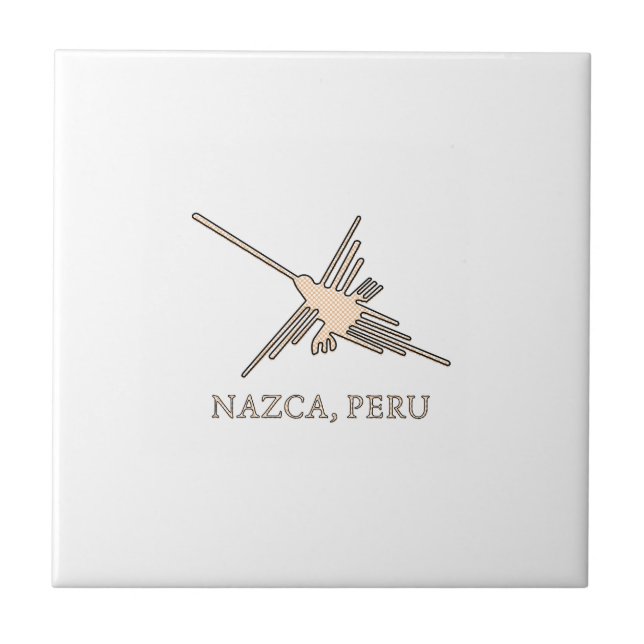 Nazca Hummingbird Geoglyph Newsprint Tile (Front)