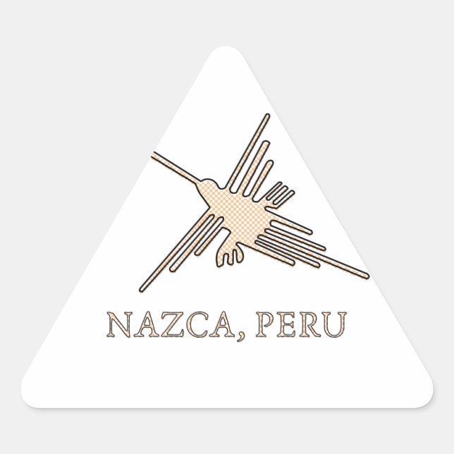 Nazca Hummingbird Geoglyph Newsprint Triangle Sticker (Front)