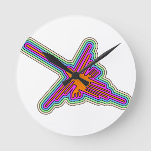 Nazca Hummingbird Peru Drawing Round Clock