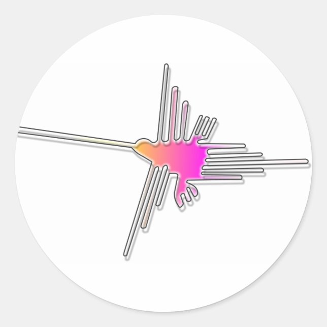 Nazca Lines Hummingbird Classic Round Sticker (Front)