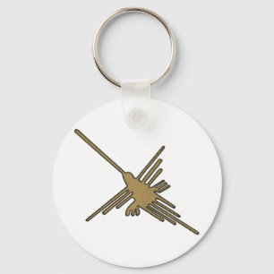 Nazca Lines Hummingbird Faux Embroidery Print Key Ring