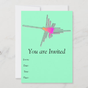 Nazca Lines Hummingbird - Green Version Invitation