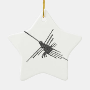 Nazca Lines Hummingbird Newsprint Ceramic Tree Decoration