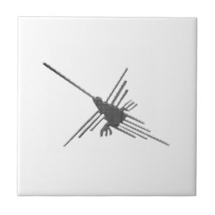 Nazca Lines Hummingbird Newsprint Tile