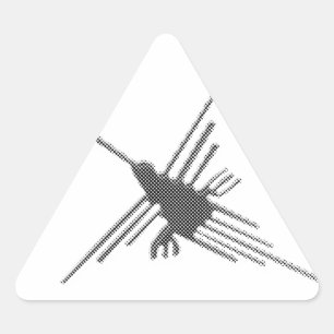 Nazca Lines Hummingbird Newsprint Triangle Sticker