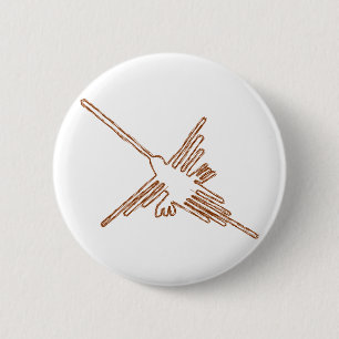 Nazca Lines Hummingbird Sketch 6 Cm Round Badge