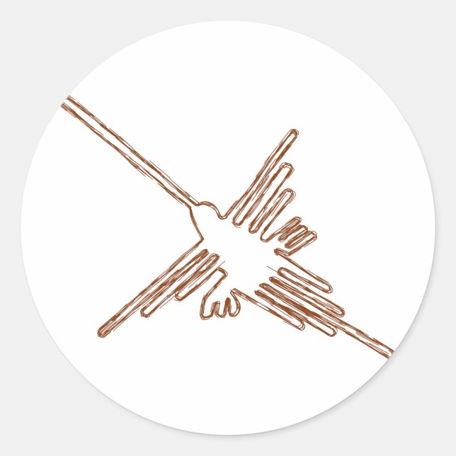 Nazca Lines Hummingbird Sketch Classic Round Sticker (Front)