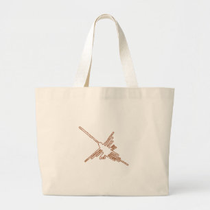 Nazca Lines Hummingbird Sketch Large Tote Bag
