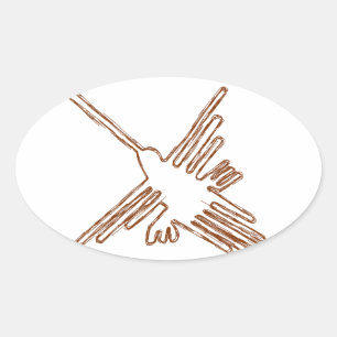 Nazca Lines Hummingbird Sketch Oval Sticker