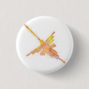 Nazca Lines Hummingbird Watercolor Print 3 Cm Round Badge