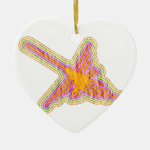 Nazca Lines Hummingbird With Wrinkled Paper Effect Ceramic Tree Decoration