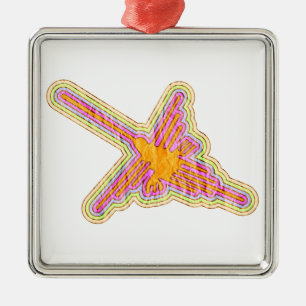 Nazca Lines Hummingbird With Wrinkled Paper Effect Metal Tree Decoration