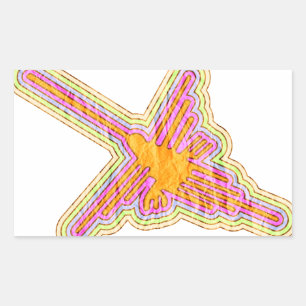 Nazca Lines Hummingbird With Wrinkled Paper Effect Rectangular Sticker