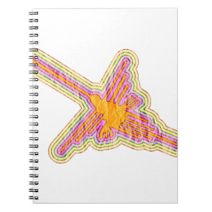 Nazca Lines Hummingbird With Wrinkled Paper Effect Spiral Notebook