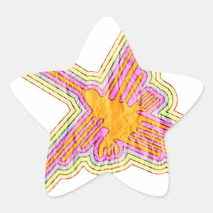 Nazca Lines Hummingbird With Wrinkled Paper Effect Star Sticker