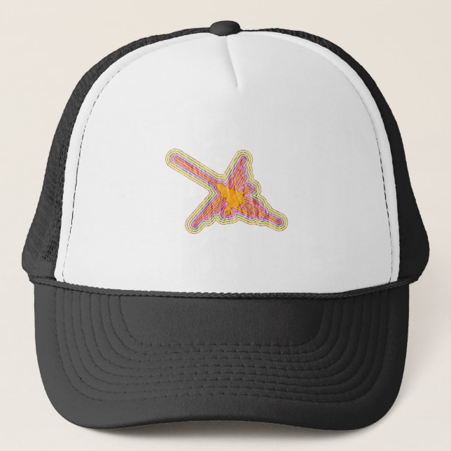 Nazca Lines Hummingbird With Wrinkled Paper Effect Trucker Hat (Front)