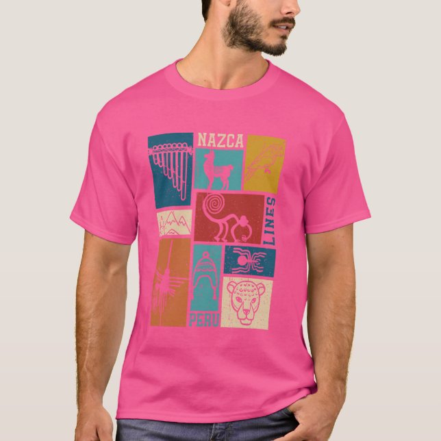 Nazca Lines - Peru Geoglyph Monkey Astronaut Spide T-Shirt (Front)