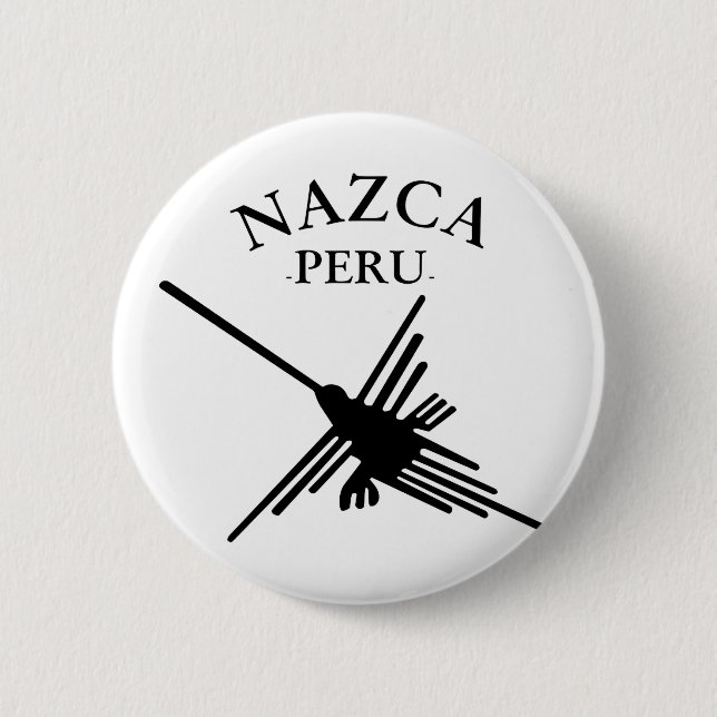 Nazca Peru Hummingbird With Curved Text 6 Cm Round Badge (Front)