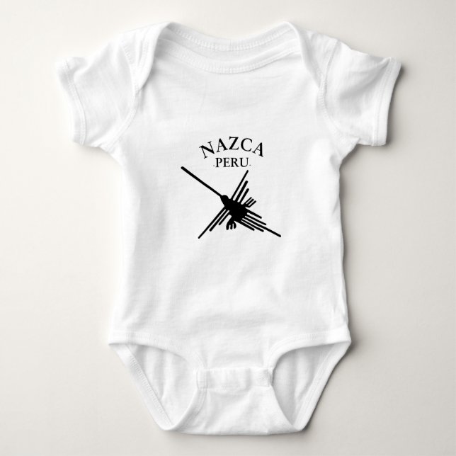 Nazca Peru Hummingbird With Curved Text Baby Bodysuit (Front)
