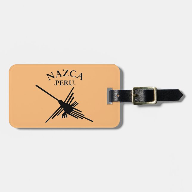 Nazca Peru Hummingbird With Curved Text Luggage Tag (Front Horizontal)
