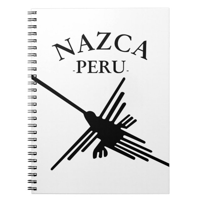Nazca Peru Hummingbird With Curved Text Spiral Notebook (Front)