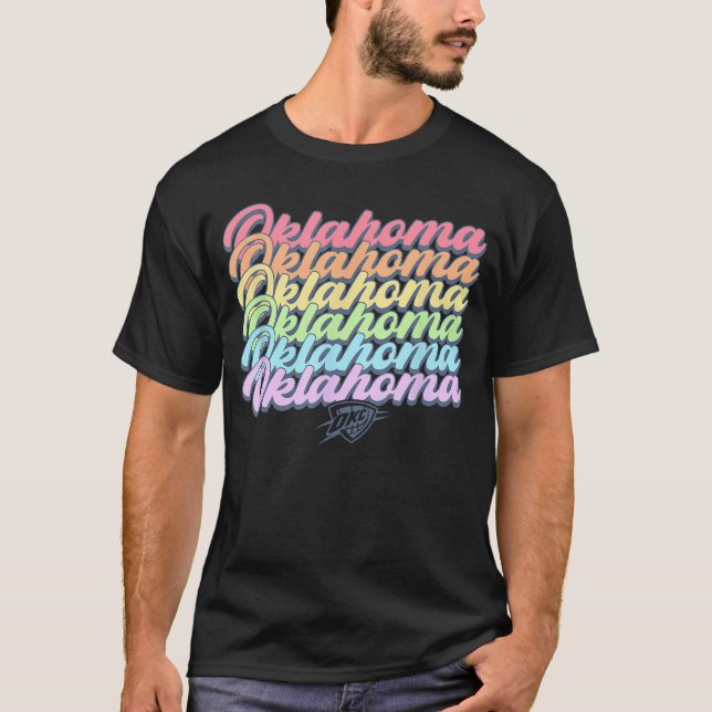 NBA Oklahoma Cityhunder Pastel Rainbow Pride Stack T-Shirt (Front)