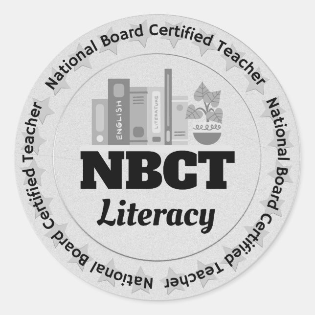 NBCT Teacher Literacy National Boards Classic Round Sticker (Front)