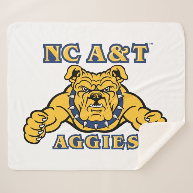 NC A&T Aggies | Aggie Bulldog Sherpa Blanket (Front (Horizontal))