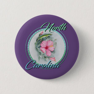 NC Anole & Hibiscus 6 Cm Round Badge