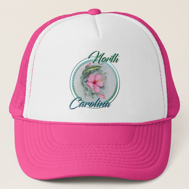 NC Anole & Hibiscus Trucker Hat (Front)
