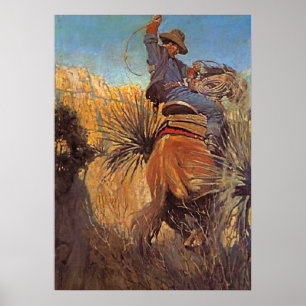 NC Wyeth Painting "Horse Jumping From Snake" Poster