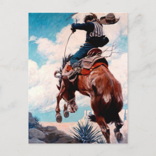 NC Wyeth Western Painting “Bucking” Postcard