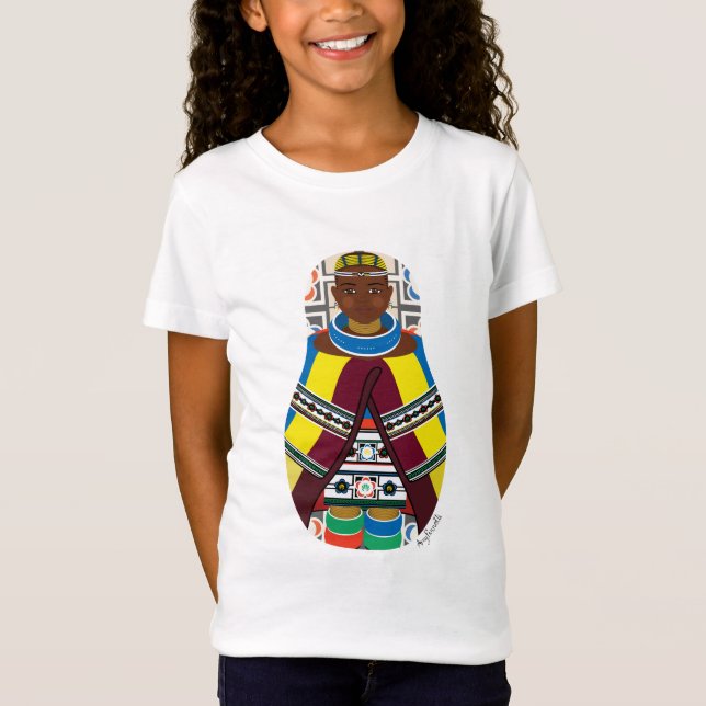 Ndebele, South African Matryoshka Girls' T-Shirt (Front)